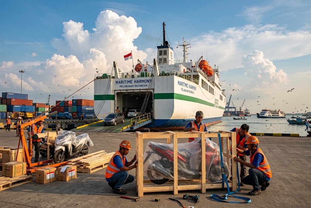 Jasa Kirim Motor Jogja - Kapal Laut Packing Kayu Jasa kirim motor jogja lewat kapal laut dengan packing kayu aman